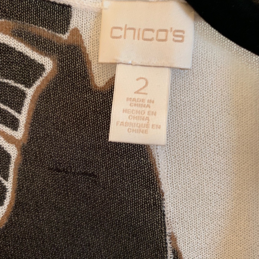 Chico’s long cardigan print with ties - Picture 2 of 6